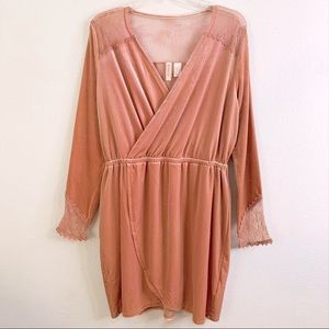 Velvet Wrap Pink Dress